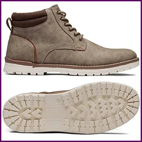 Men's Hiking Boots Premium Faux Leather Anti-Slip Sole Size 8-15